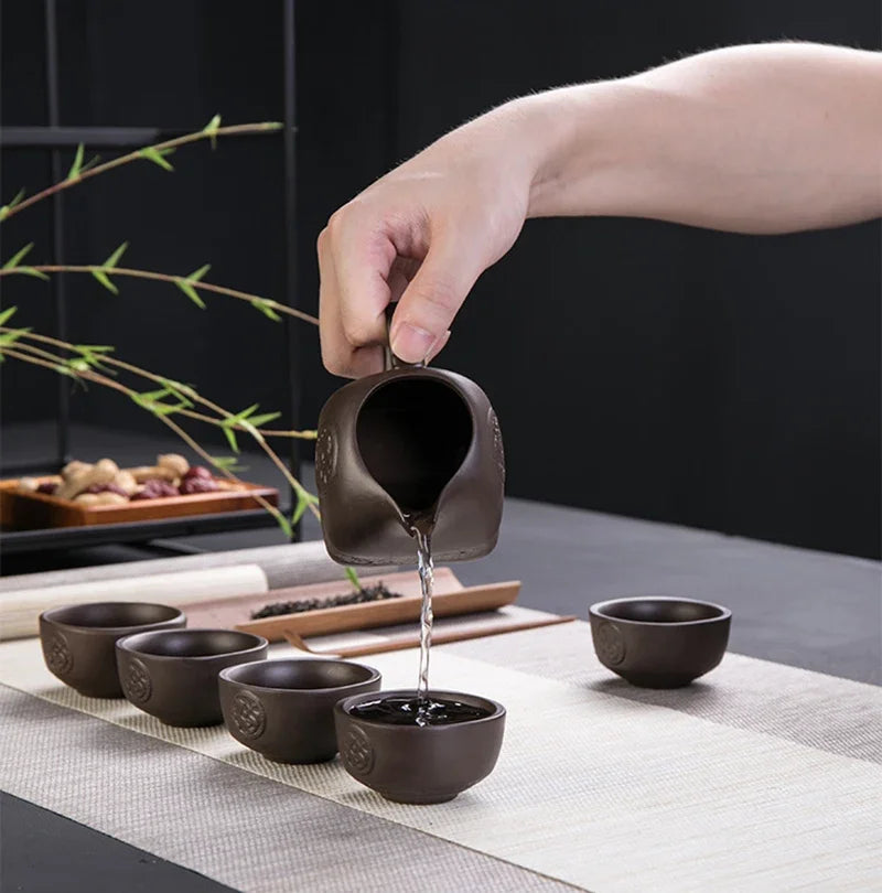 Purple clay stone grinding semi-automatic Tea Set,creative Kung Fu tea Hot sales of teaware.Creative Tea ceremony supplies