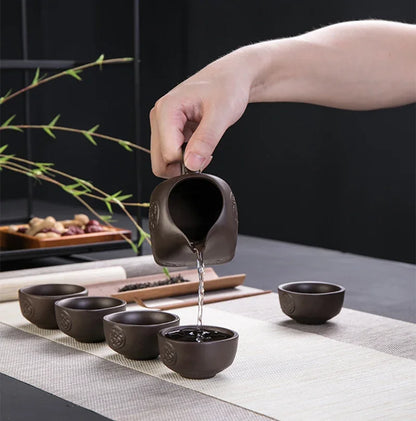 Purple clay stone grinding semi-automatic Tea Set,creative Kung Fu tea Hot sales of teaware.Creative Tea ceremony supplies