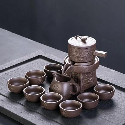 Purple clay stone grinding semi-automatic Tea Set,creative Kung Fu tea Hot sales of teaware.Creative Tea ceremony supplies