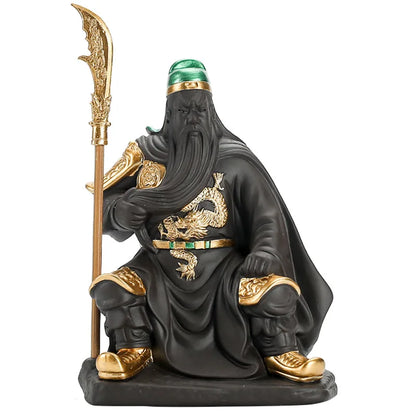 Purple sand Guan Gong God of War  ceramic Painted Guan Yu  modern art sculpture  Home decoration  Tea set decoration Crafts