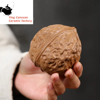 Purple sand cup a pair of original mine old section mud pure hand bionic walnut cup master cup personal kungfu tea cup pair cup