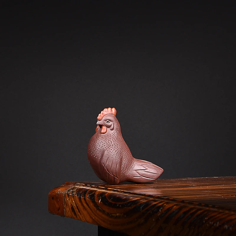 Purplue Sand Tea Pet Chicken Raw Ore Handmade Boutique Supportable Chinese Zodiac of Rooster Supportable Tea Ceremony Utensils G