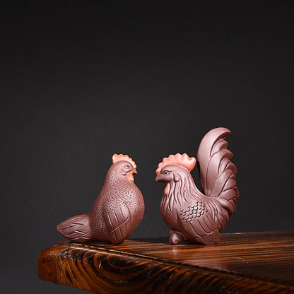 Purplue Sand Tea Pet Chicken Raw Ore Handmade Boutique Supportable Chinese Zodiac of Rooster Supportable Tea Ceremony Utensils G