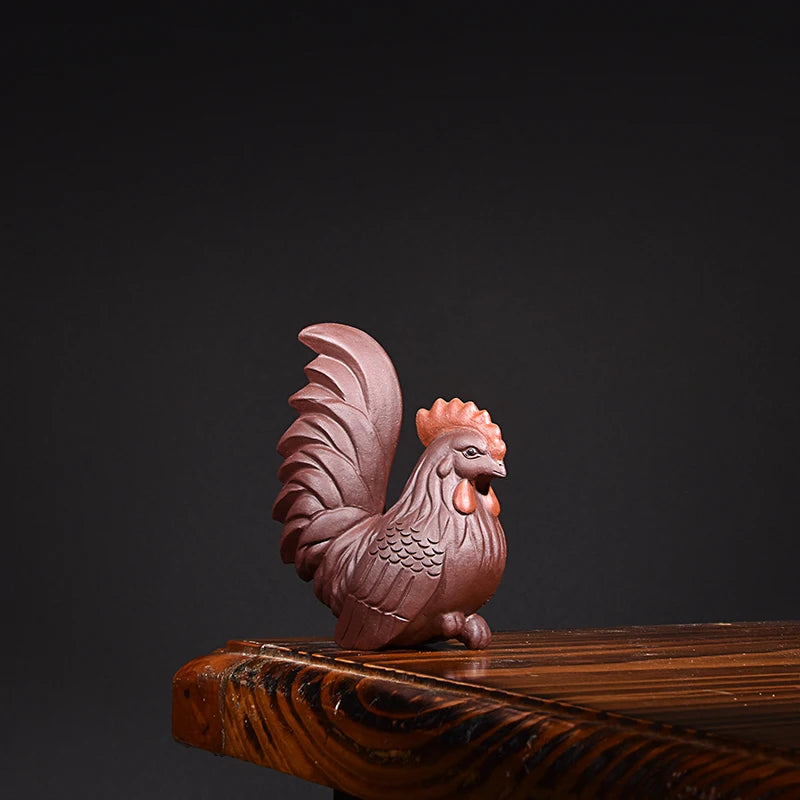 Purplue Sand Tea Pet Chicken Raw Ore Handmade Boutique Supportable Chinese Zodiac of Rooster Supportable Tea Ceremony Utensils G