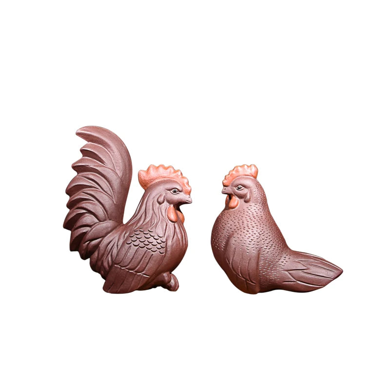 Purplue Sand Tea Pet Chicken Raw Ore Handmade Boutique Supportable Chinese Zodiac of Rooster Supportable Tea Ceremony Utensils G