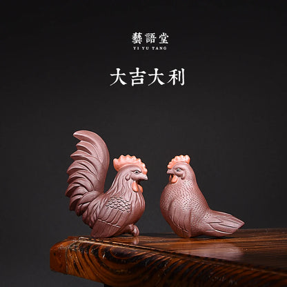 Purplue Sand Tea Pet Chicken Raw Ore Handmade Boutique Supportable Chinese Zodiac of Rooster Supportable Tea Ceremony Utensils G