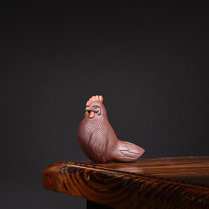 Purplue Sand Tea Pet Chicken Raw Ore Handmade Boutique Supportable Chinese Zodiac of Rooster Supportable Tea Ceremony Utensils G