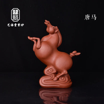 Purplue Sand Tea Pet Chinese Zodiac Horse Decoration Boutique Tangma Kung Fu Tea Set Tea Ceremony Utensils Gift Furniture Decora