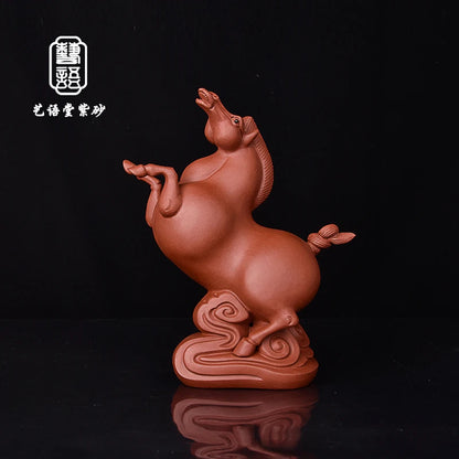 Purplue Sand Tea Pet Chinese Zodiac Horse Decoration Boutique Tangma Kung Fu Tea Set Tea Ceremony Utensils Gift Furniture Decora