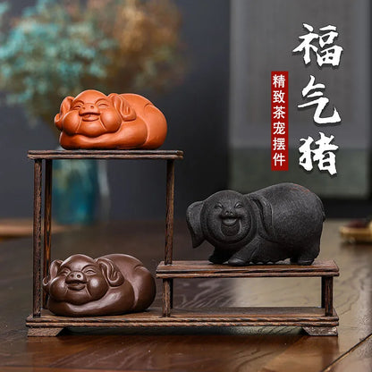 Purplue Sand Tea Pet Decoration Raw Ore Purple Clay Supportable Lucky Lucky Piglet Kung Fu Tea Utensils Cute Tea