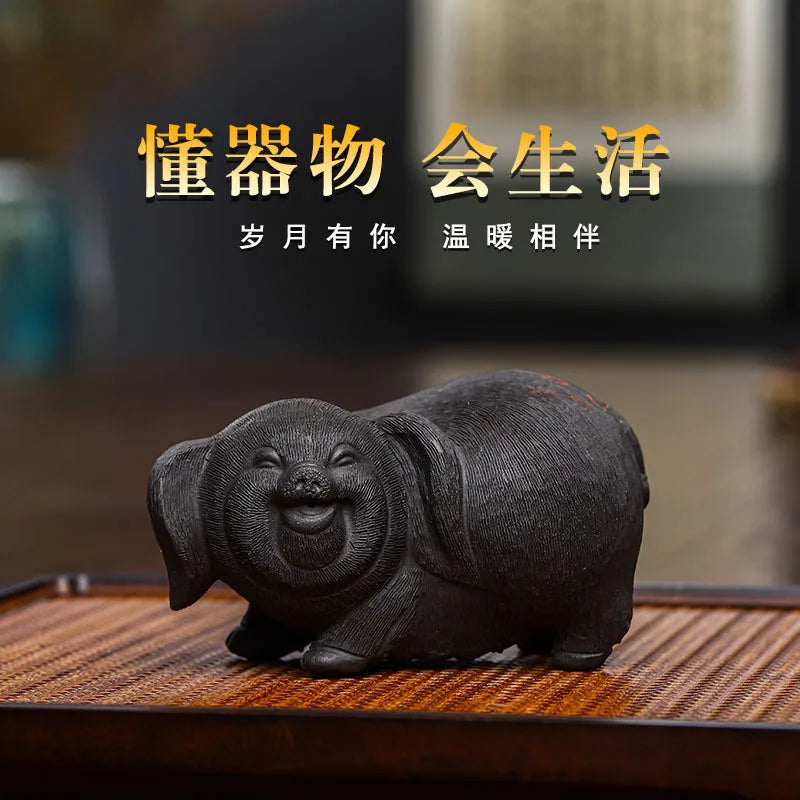 Purplue Sand Tea Pet Decoration Raw Ore Purple Clay Supportable Lucky Lucky Piglet Kung Fu Tea Utensils Cute Tea