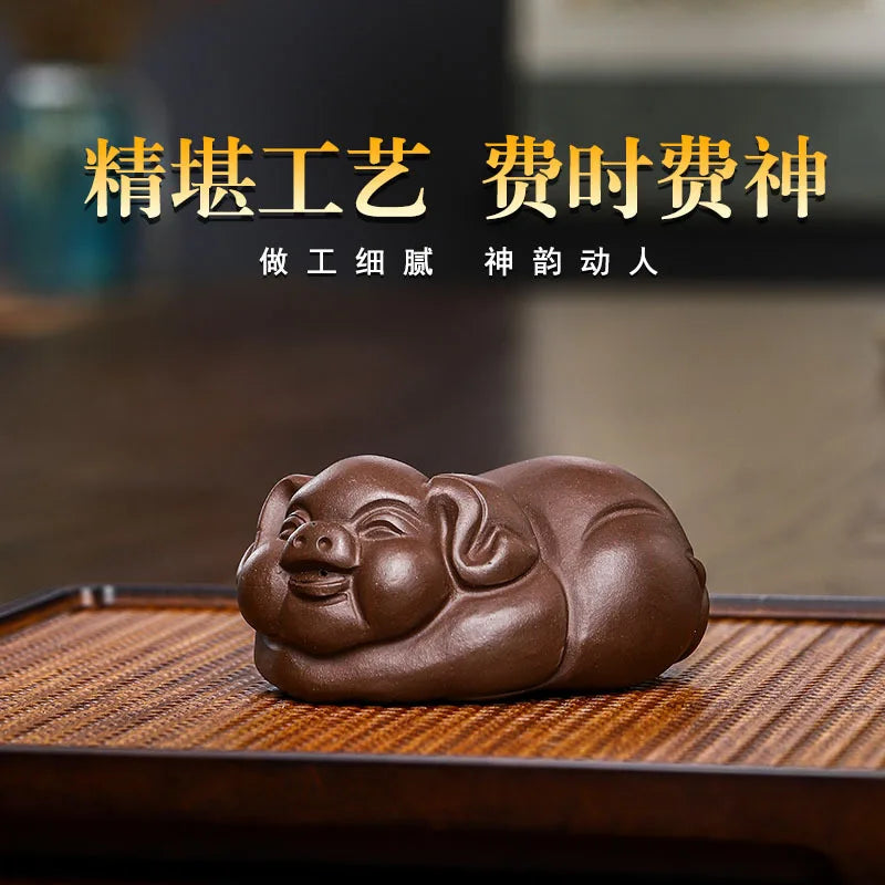 Purplue Sand Tea Pet Decoration Raw Ore Purple Clay Supportable Lucky Lucky Piglet Kung Fu Tea Utensils Cute Tea