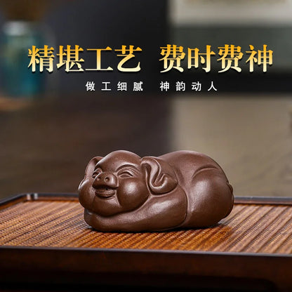 Purplue Sand Tea Pet Decoration Raw Ore Purple Clay Supportable Lucky Lucky Piglet Kung Fu Tea Utensils Cute Tea