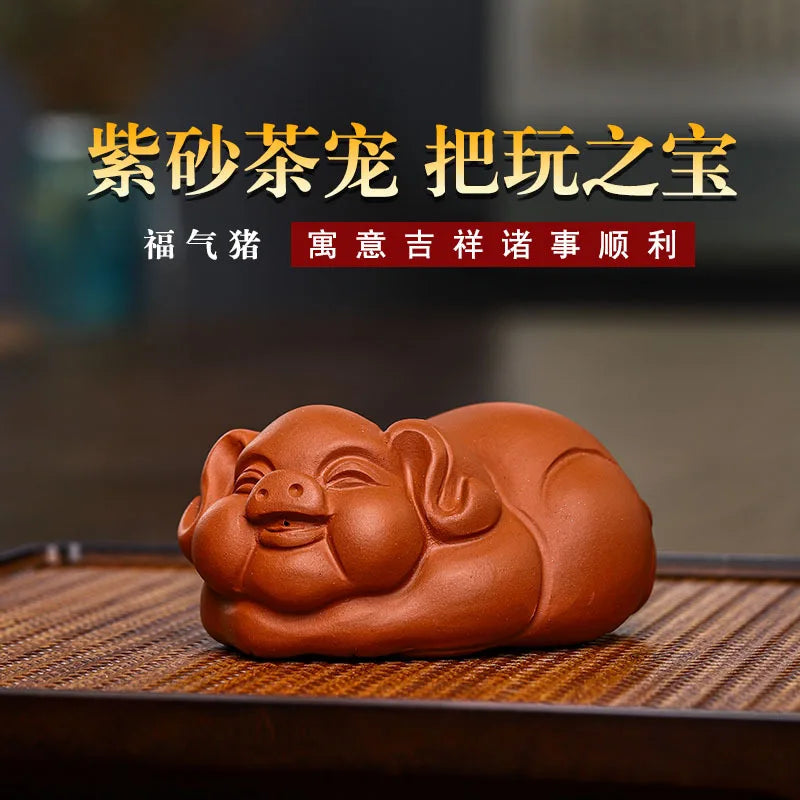 Purplue Sand Tea Pet Decoration Raw Ore Purple Clay Supportable Lucky Lucky Piglet Kung Fu Tea Utensils Cute Tea
