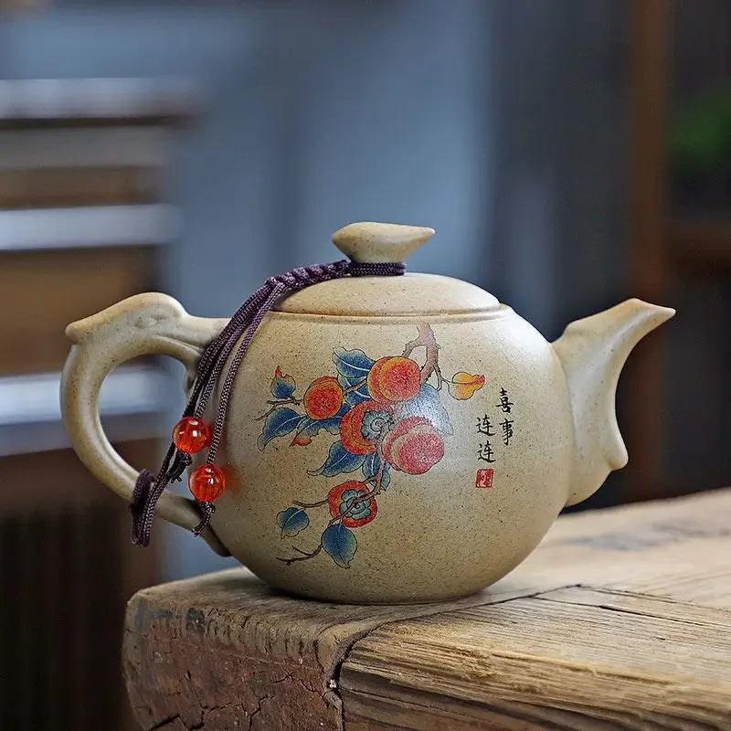 Purply Clay Tea Pot Set Chinese Ying Xing Pottery Tea Set Retro Teaware Teapots Kung Fu Tea Kettle Handmade Tea Set