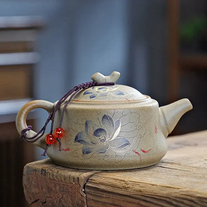 Purply Clay Tea Pot Set Chinese Ying Xing Pottery Tea Set Retro Teaware Teapots Kung Fu Tea Kettle Handmade Tea Set