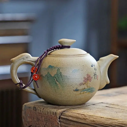 Purply Clay Tea Pot Set Chinese Ying Xing Pottery Tea Set Retro Teaware Teapots Kung Fu Tea Kettle Handmade Tea Set