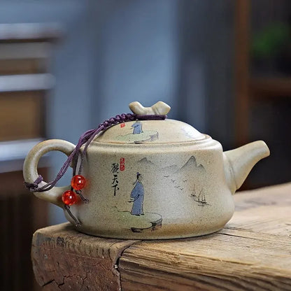 Purply Clay Tea Pot Set Chinese Ying Xing Pottery Tea Set Retro Teaware Teapots Kung Fu Tea Kettle Handmade Tea Set