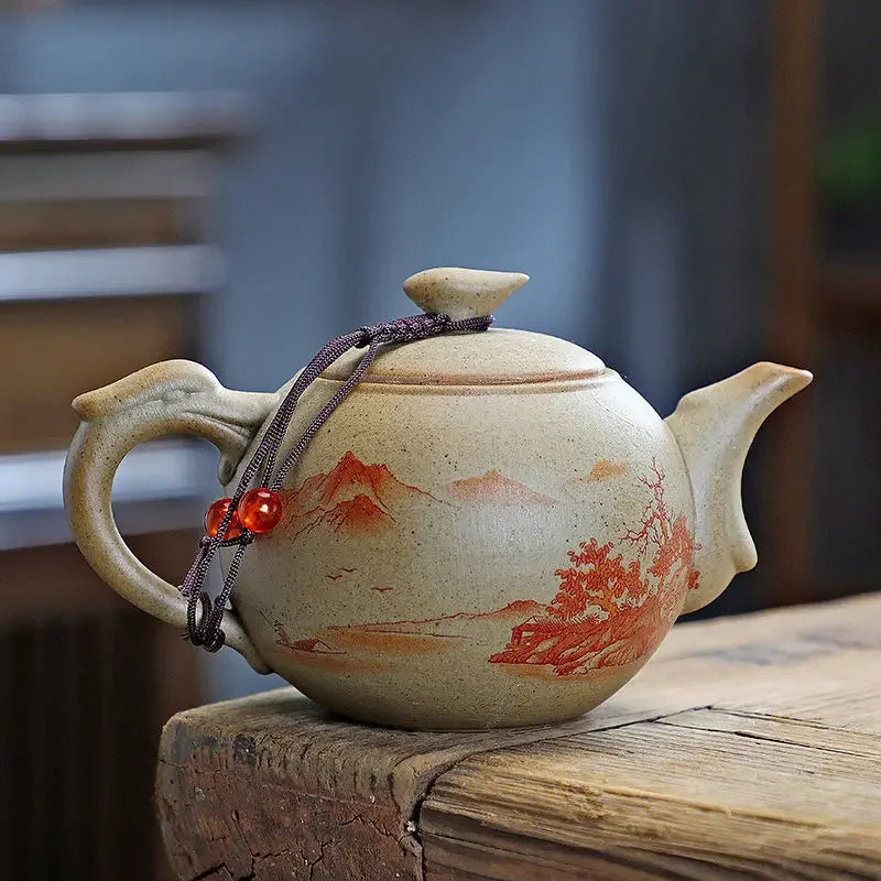 Purply Clay Tea Pot Set Chinese Ying Xing Pottery Tea Set Retro Teaware Teapots Kung Fu Tea Kettle Handmade Tea Set