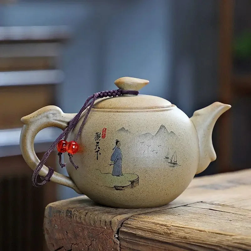 Purply Clay Tea Pot Set Chinese Ying Xing Pottery Tea Set Retro Teaware Teapots Kung Fu Tea Kettle Handmade Tea Set