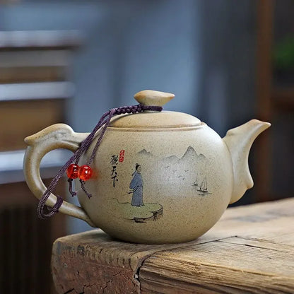Purply Clay Tea Pot Set Chinese Ying Xing Pottery Tea Set Retro Teaware Teapots Kung Fu Tea Kettle Handmade Tea Set