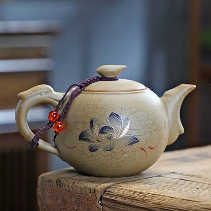 Purply Clay Tea Pot Set Chinese Ying Xing Pottery Tea Set Retro Teaware Teapots Kung Fu Tea Kettle Handmade Tea Set