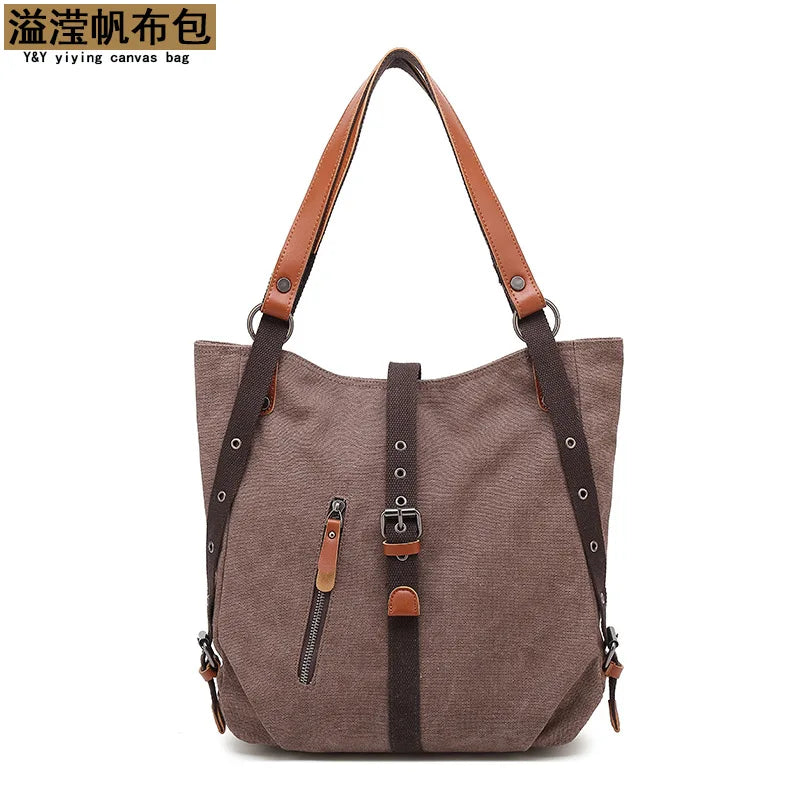 Purse Handbag for Women 2021 vintage Canvas Tote Bag Casual Shoulder Bag School Bag Rucksack Convertible Backpack
