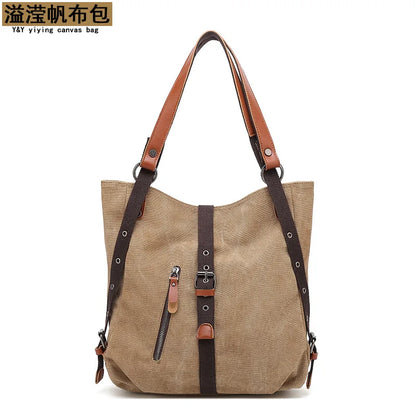 Purse Handbag for Women 2021 vintage Canvas Tote Bag Casual Shoulder Bag School Bag Rucksack Convertible Backpack