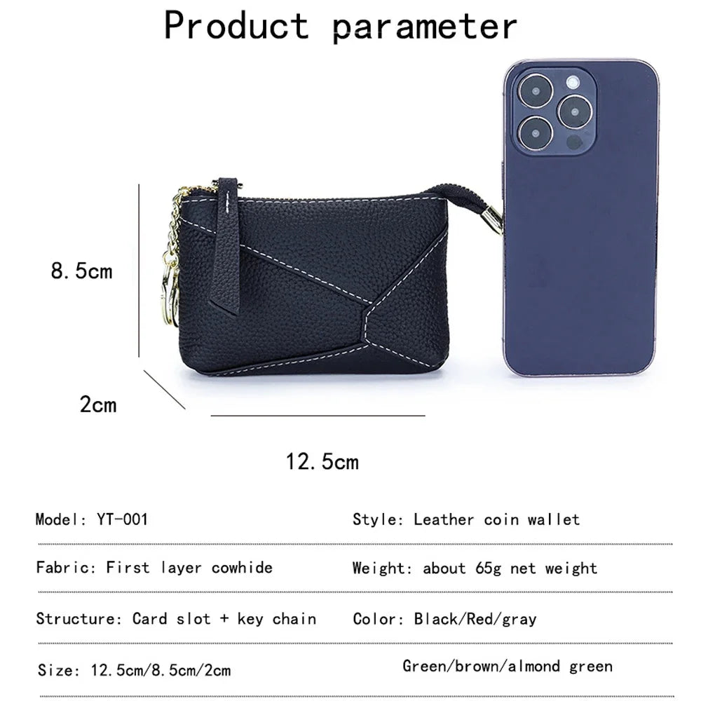Purse Leather Zipper Zero Wallet Short Geometric Patterns Coin Pouch Women Change Credit Card ID Key Lipstick Storage Bag