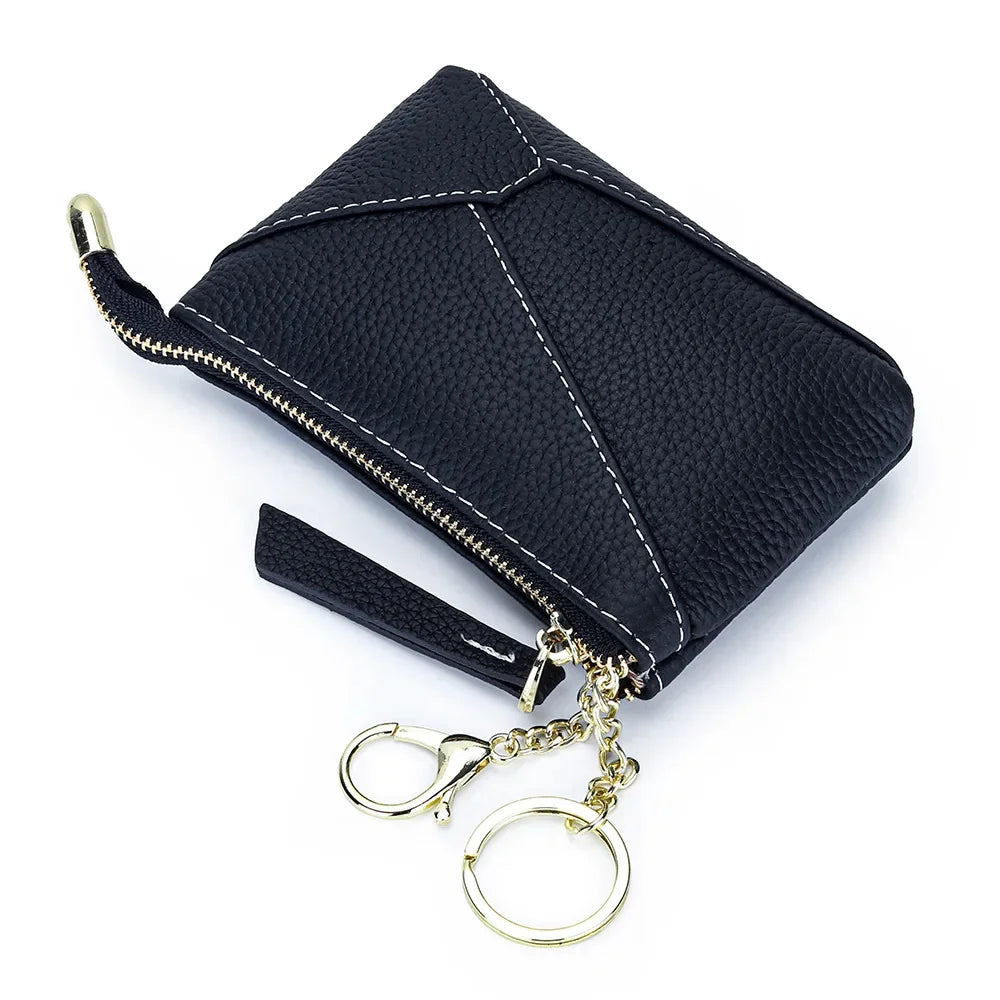 Purse Leather Zipper Zero Wallet Short Geometric Patterns Coin Pouch Women Change Credit Card ID Key Lipstick Storage Bag