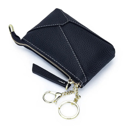 Purse Leather Zipper Zero Wallet Short Geometric Patterns Coin Pouch Women Change Credit Card ID Key Lipstick Storage Bag