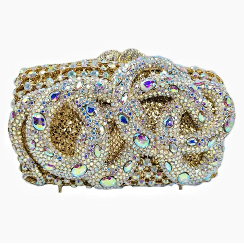 Pythons set with diamonds Crystal Evening Clutch Bag Women New Luxury Designer Chic Novelty Rhinestone Metal Purse And Handbag