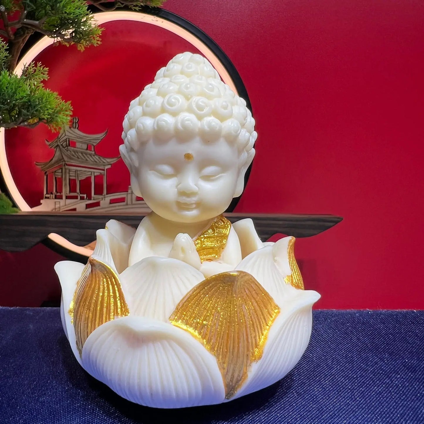 Q Version Tathagata Buddha Carved Buddha Statue Cute character model Home desktop decoration accessories Gift statue