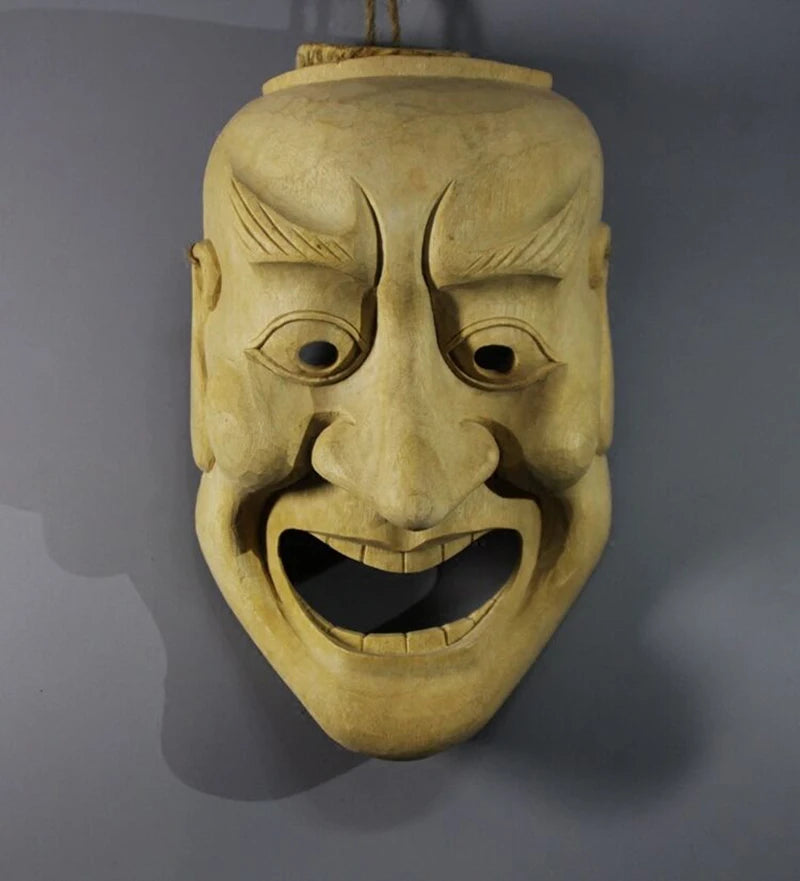 QH020 - 21x14x 8.5 cm Big Hand Carved Japanese Mask Carving