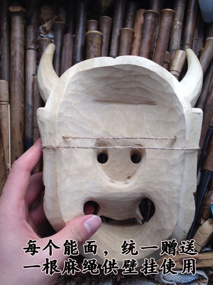 QH020 - 21x14x 8.5 cm Big Hand Carved Japanese Mask Carving