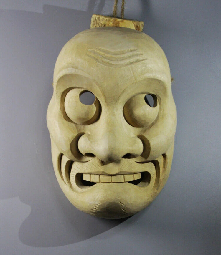 QH069 - 20x15x8.5 cm Hand Carved Japanese Elder Noh Mask