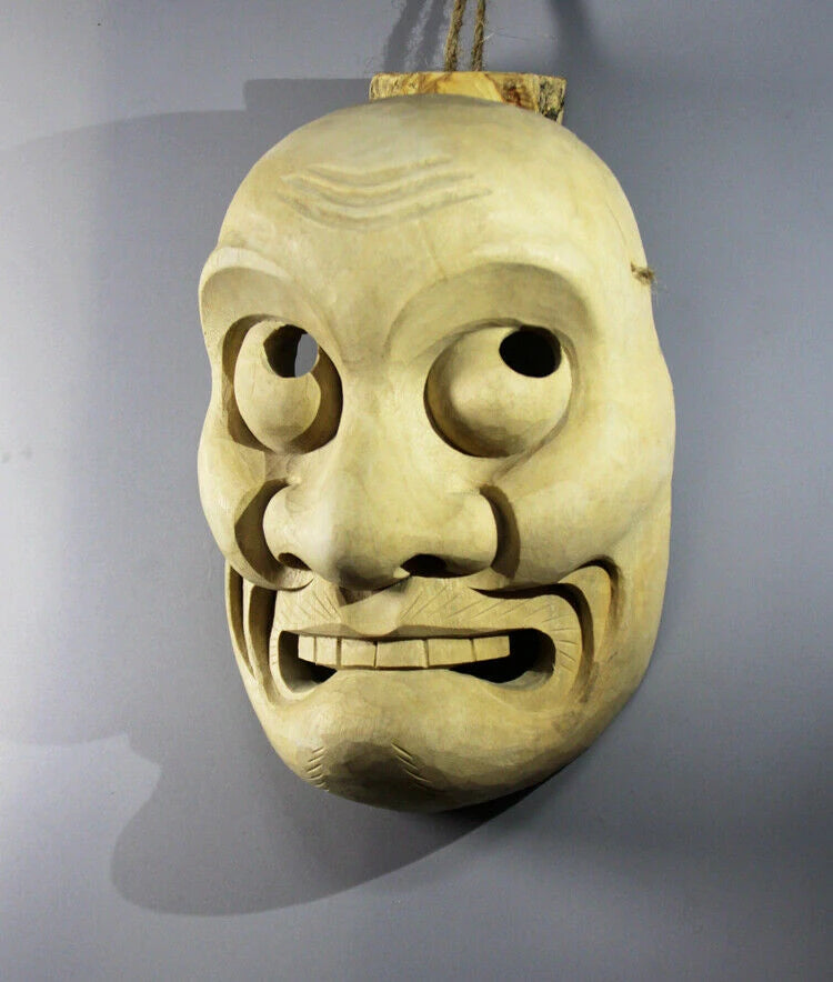 QH069 - 20x15x8.5 cm Hand Carved Japanese Elder Noh Mask