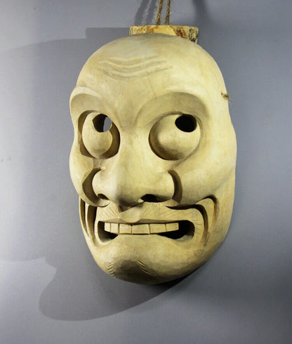QH069 - 20x15x8.5 cm Hand Carved Japanese Elder Noh Mask