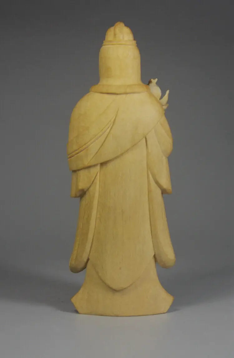 QH071 --12.5X4X6 CM Long Hand Carved Cypress Wood Figurine Carving : Hariti