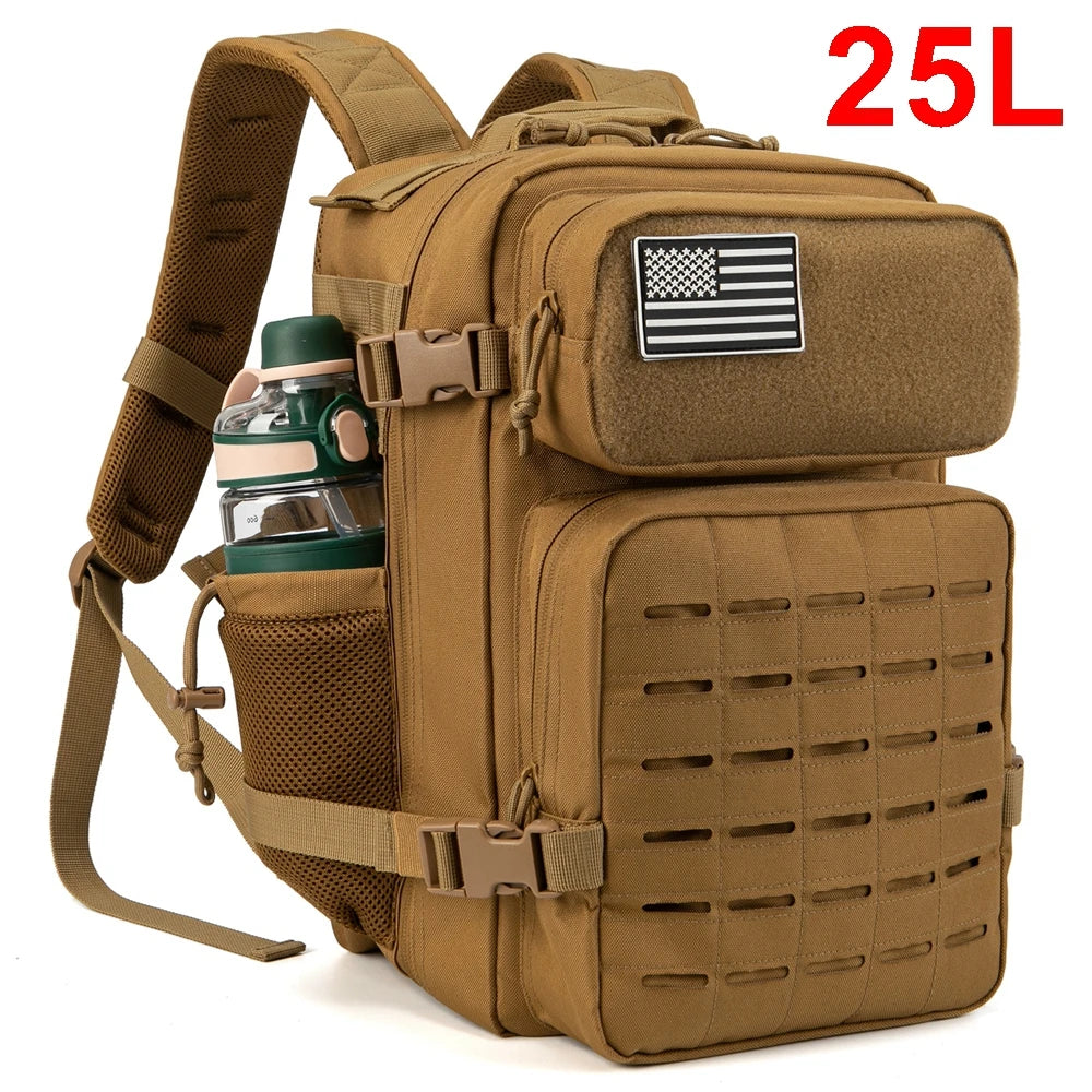 QT&QY 25L/45L Tactical Backpack for Women/men survival Laser Cut Molle Daypack School Bag Gym EDC Rucksack with Dual Cup Holder