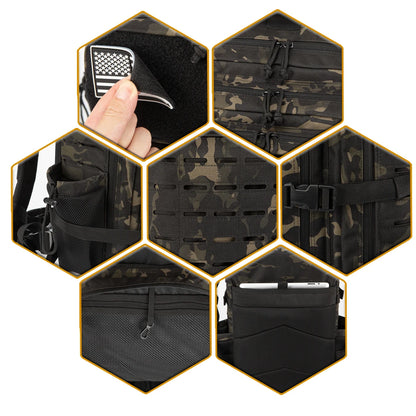 QT&QY 25L/45L Tactical Backpack for Women/men survival Laser Cut Molle Daypack School Bag Gym EDC Rucksack with Dual Cup Holder