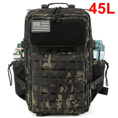 QT&QY 25L/45L Tactical Backpack for Women/men survival Laser Cut Molle Daypack School Bag Gym EDC Rucksack with Dual Cup Holder