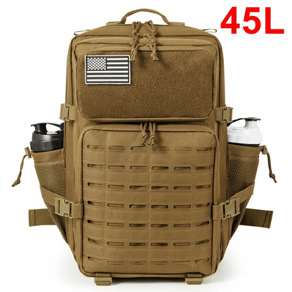 QT&QY 25L/45L Tactical Backpack for Women/men survival Laser Cut Molle Daypack School Bag Gym EDC Rucksack with Dual Cup Holder