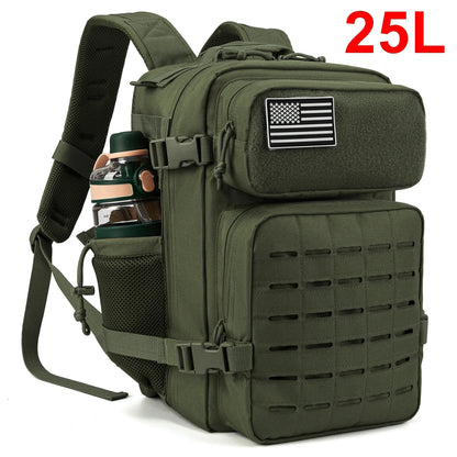 QT&QY 25L/45L Tactical Backpack for Women/men survival Laser Cut Molle Daypack School Bag Gym EDC Rucksack with Dual Cup Holder