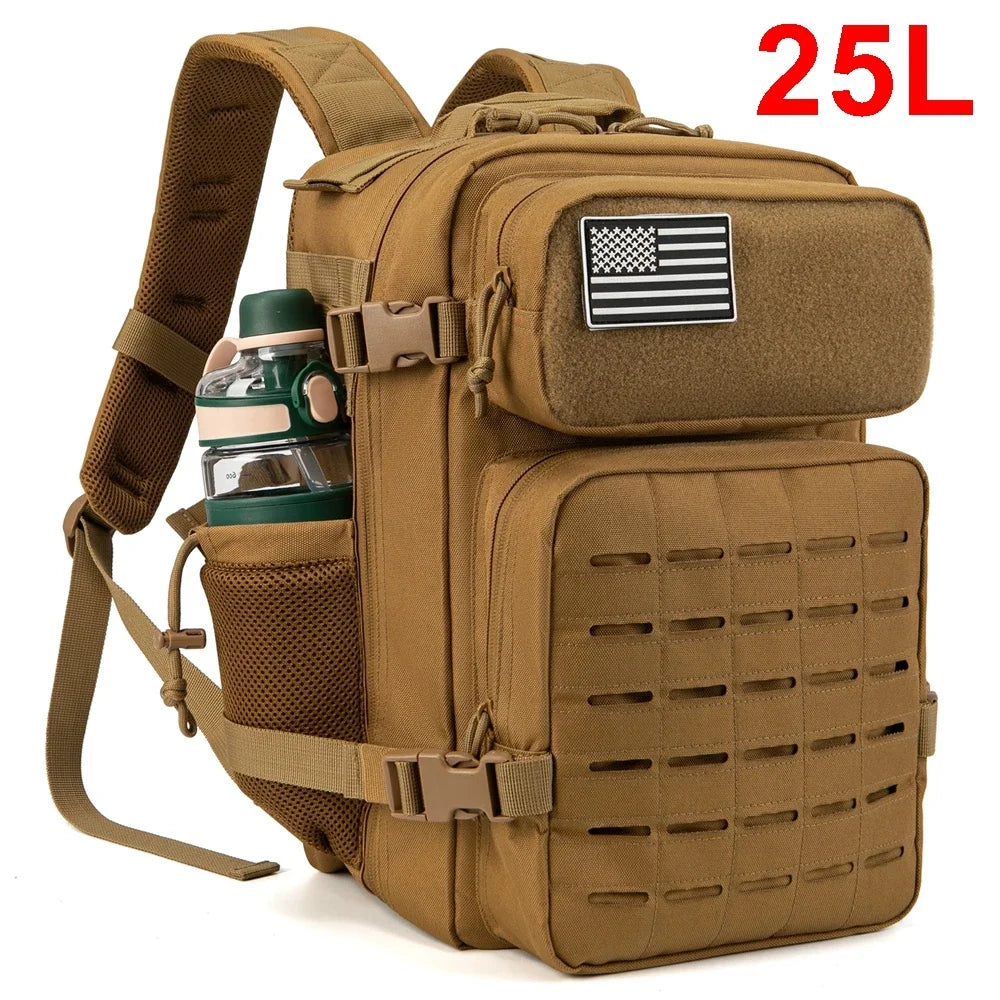 QT&QY 25L/45L Tactical Backpack for Women/men survival Laser Cut Molle Daypack School Bag Gym EDC Rucksack with Dual Cup Holder