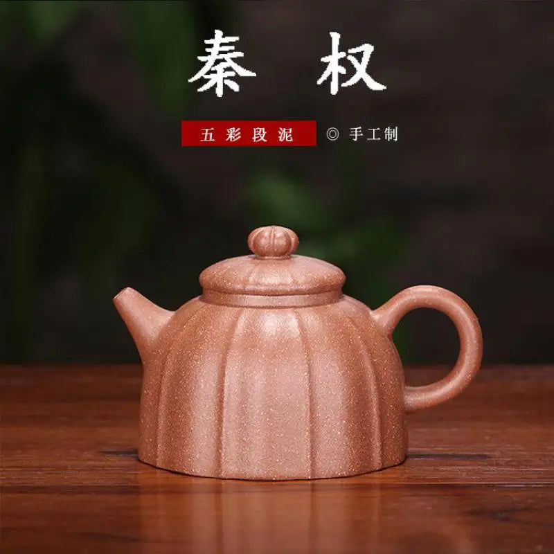 Qinquan-Handmade Zisha Pot with Multicolored Mud on Purple Clay, Handmade Kung-Fu Teaware, Purple Drinkware for Green Dark