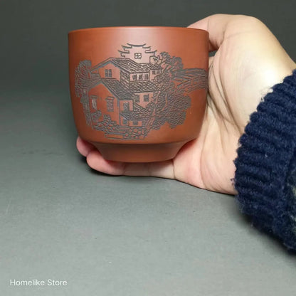Qinzhou Nixing Tao Handmade Carving Master cup(Not Yixing Clay Teapot) teacup for Puer oolong Kung Fu Cha Gift For Festival