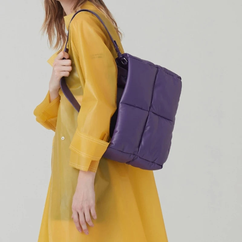 Quilted Tote Bag Functional Women's Shoulder Bags Handbag with Zipper Closure