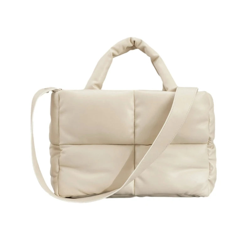 Quilted Tote Bag Functional Women's Shoulder Bags Handbag with Zipper Closure