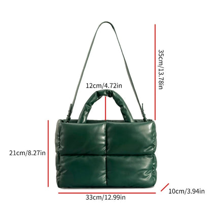 Quilted Tote Bag Functional Women's Shoulder Bags Handbag with Zipper Closure